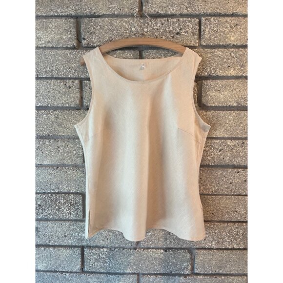 Sleeveless 100% Linen Blouse Size 16 Lightweight Textured Fabric Scoop Neck Top - Picture 1 of 9